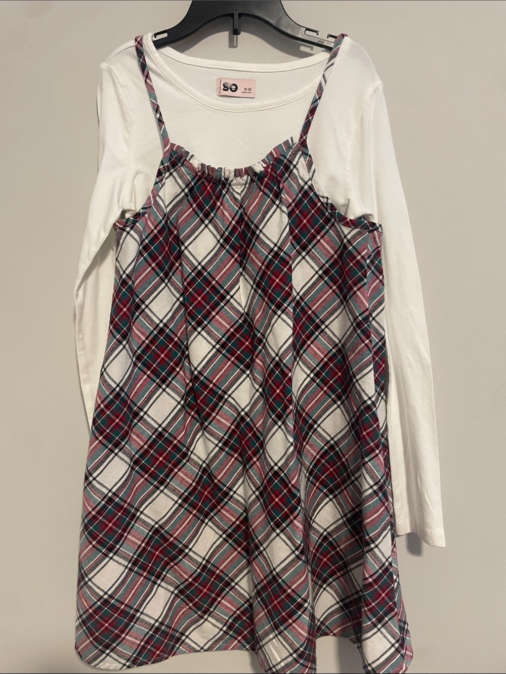 SO Red, Black and White Plaid Spaghetti-Strap Tank top dress 🎄